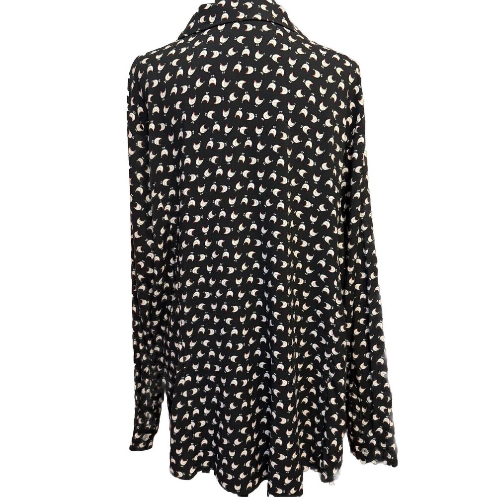 Cloth & Portrait Top XXL Womens Button Up Chicken Novelty Print Farmcore Office - Picture 5 of 8